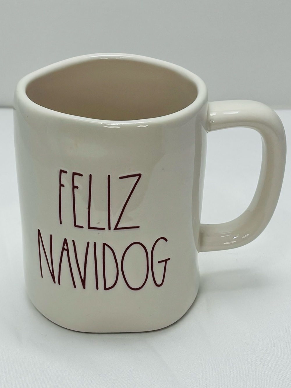 Feliz Navidog Ceramic Dog Lover Mug - Cream with Red Lettering